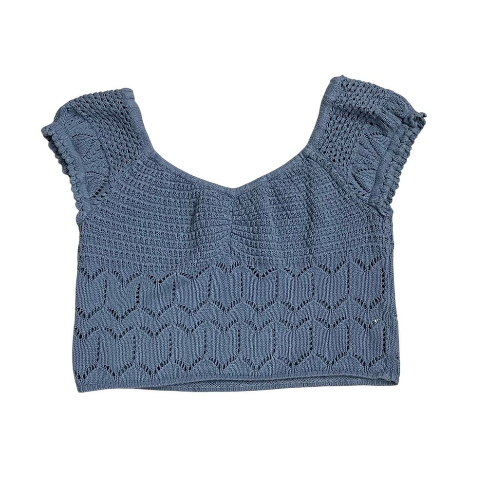 Aéropostale XL Blue Crochet Crop Top Y2K Boho Festival